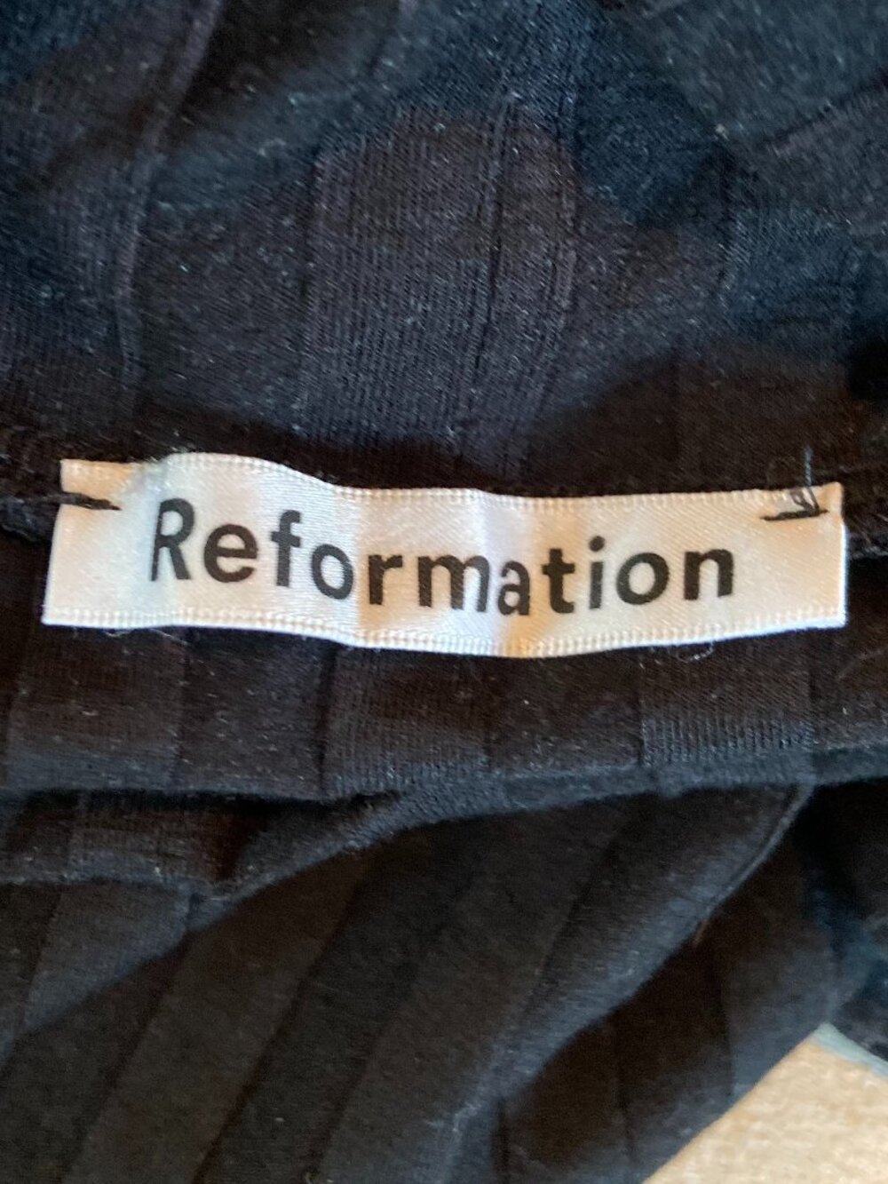 Reformation Libra Knit Dress | Black Ribbed Mock Neck Mini, Size S - Picture 3 of 4